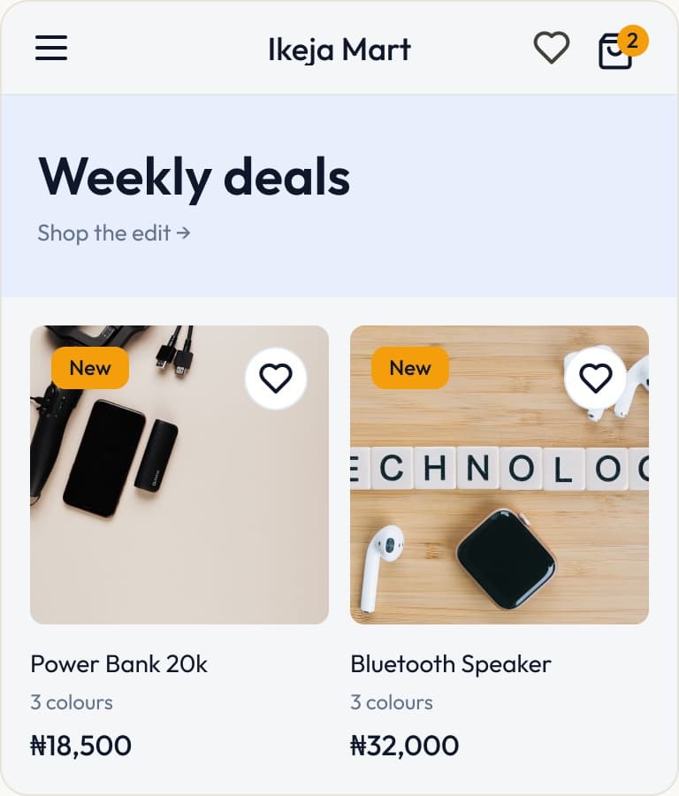The Ikeja Mart store home page